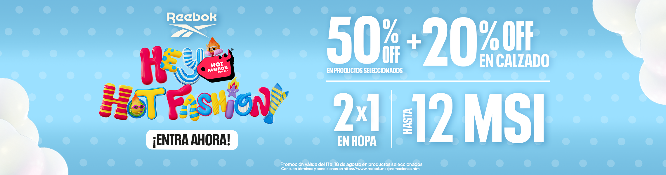 En HOT FASHION ropa y calzado con hasta  50% de descuento y hasta 12 MSI en productos seleccionados