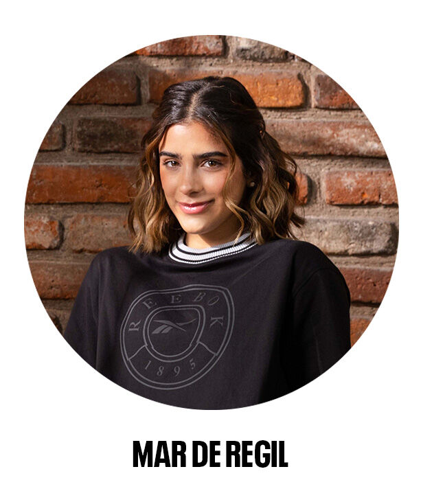 Mar del Regil usando playera deportiva negra Reebok para mujer con logo cl&aacute;sico, estilo casual lifestyle
