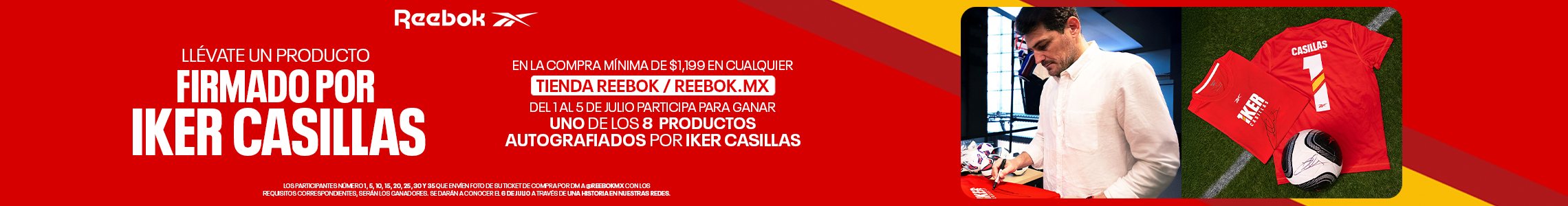 Firma iker casillas dinamica de premio con Reebok