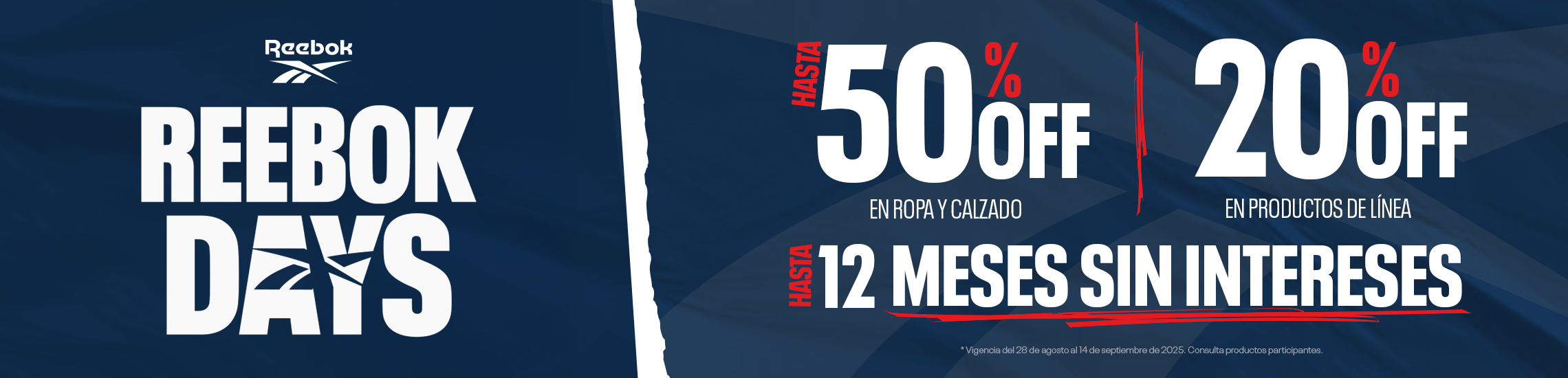 En Reebok queremos consentirte con descuentos de hasta 50% y hasta 12 meses sin intereses durante Reebok Days