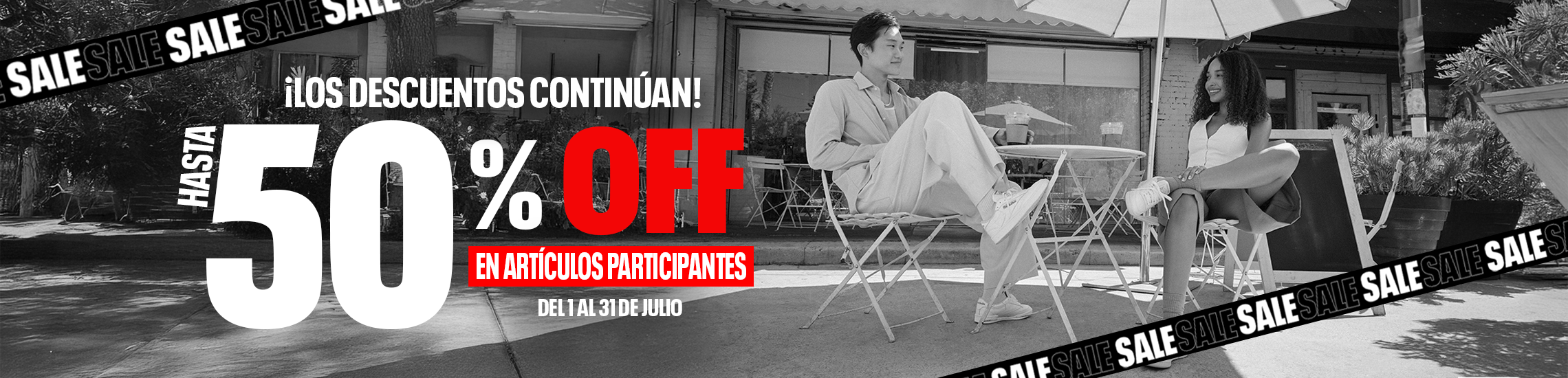 Promociones en ropa, tenis y accesorios seleccionados. Compra con hasta el 50% de descuento