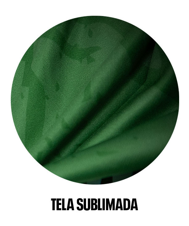 Detalle thumb tela sublimada verde con patr&oacute;n texturizado.