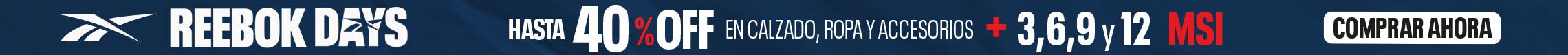 Ofertas y promociones increíbles en Reebok Days, encuentra tu ropa, tenis y accesorios con meses sin intereses.