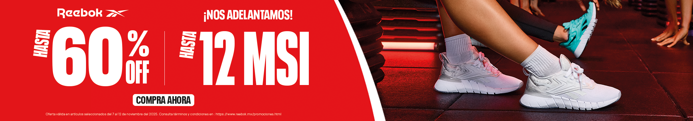 Meses sin intereses y descuentos de hasta el 60% al comprar en la tienda de Reebok México