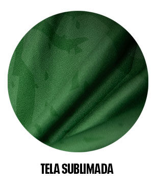 Detalle thumb tela sublimada verde con patr&oacute;n texturizado.
