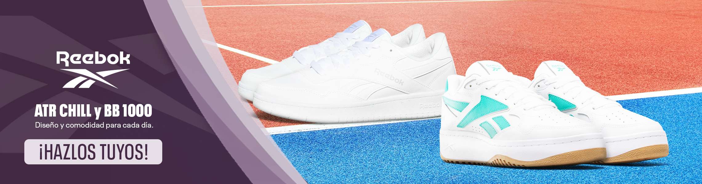 Tenis blancos de Reebok con detalles turquesa, ideales para un look casual