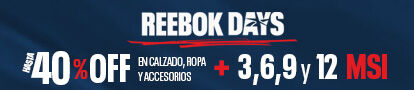 Ofertas y promociones increíbles en Reebok Days, encuentra tu ropa, tenis y accesorios con meses sin intereses.