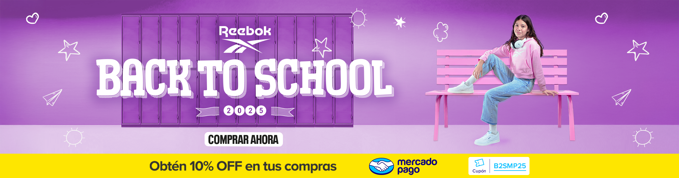 Descuento del 10% en temporada Back to School al pagar con mercado Pago. Utiliza el cupón disponible para compra B2SMP25