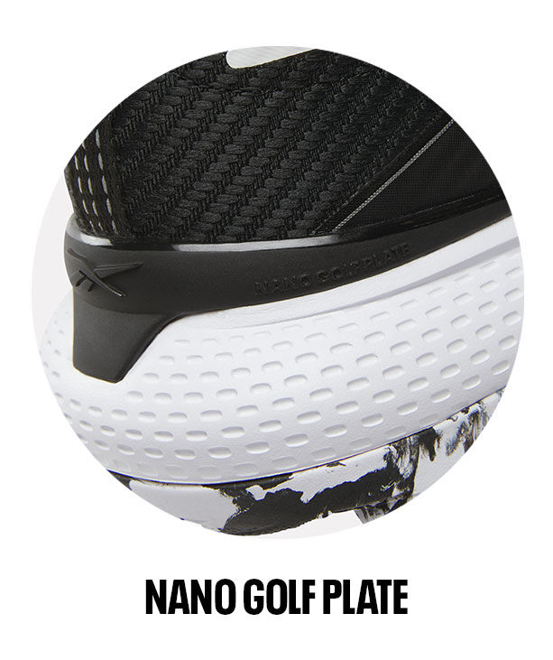 Detalle thumb Reebok Nano Golf con tecnolog&iacute;a Nano Golf Plate, placa blanca con perforaciones y suela negra.