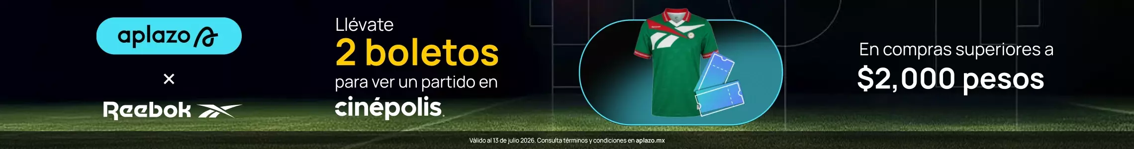 Promoci&oacute;n con aplazo y cinepolis en Reebok