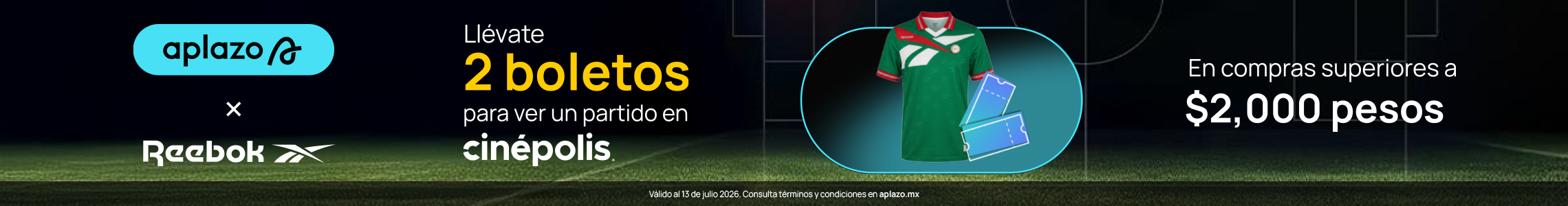 Promoci&oacute;n con aplazo y cinepolis en Reebok