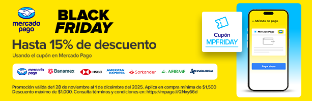 Obtén un 15% de descuento adicional pagando con Mercado Pago este Black Friday
