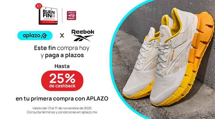 Hasta 25% de cashback pagando con Aplazo este Buen Fin en Reebok