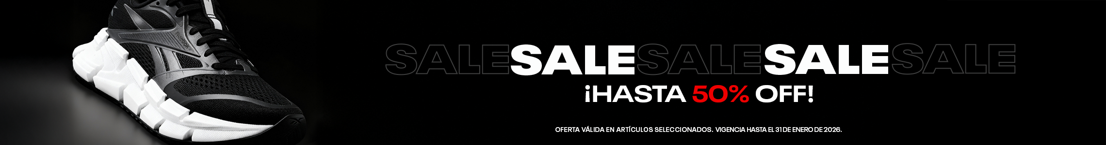 Tenis deportivos Reebok en oferta SALE con hasta 50% de descuento, ideal para iniciar tus prop&oacute;sitos de A&ntilde;o Nuevo.