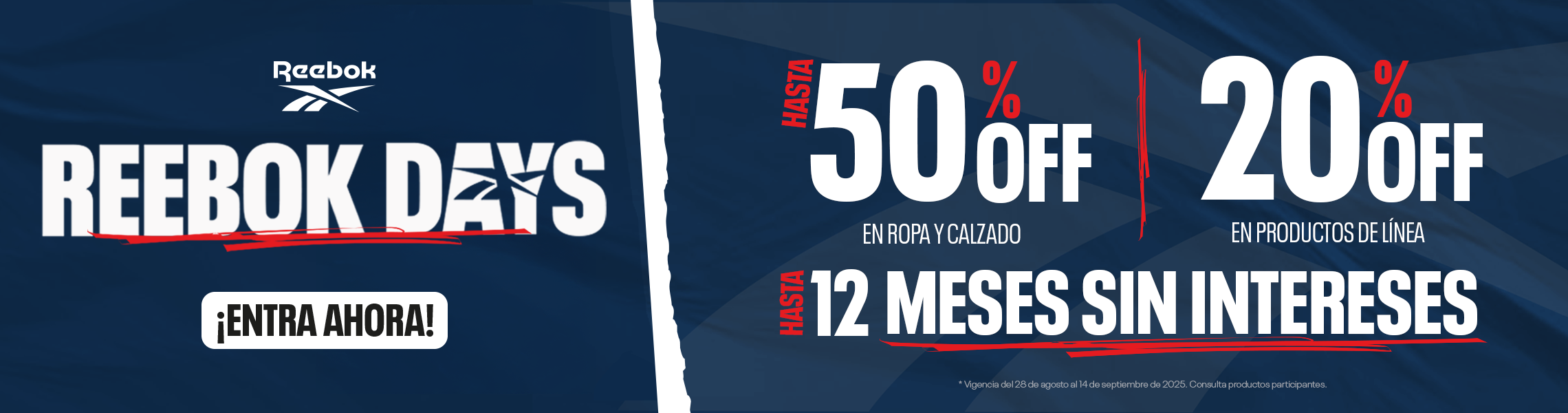 Disfruta de increíbles descuentos de hasta el 50% de descuento durante nuestros Reebok Days en ropa y calzado deportivo